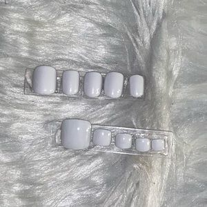 White Mani + Pedi Press on Nail Set| 10pcs Extra Short Square Nails & 20pcs Toe